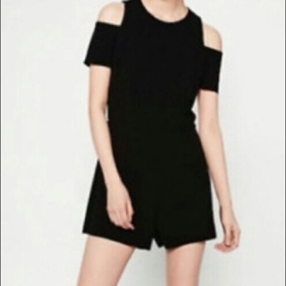 Zara Cold Shoulder Short Sleeve Romper Black - Picture 1 of 4